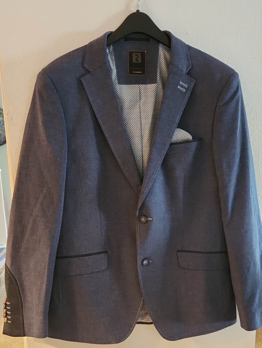 Calamar Navy Textured Sport Coat Blazer